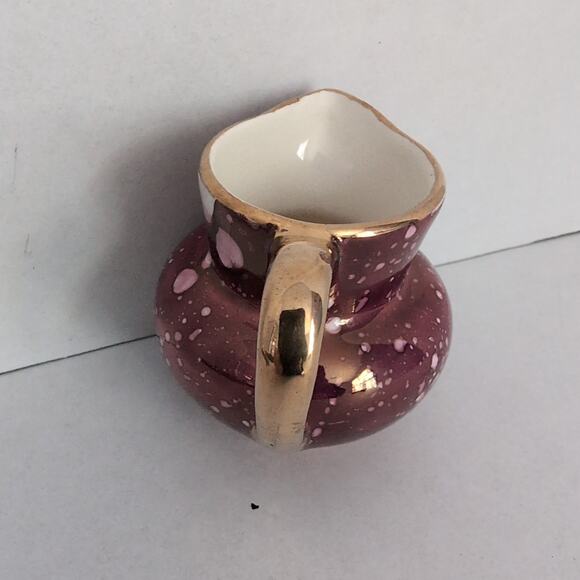 Grays Pottery Mini Pitcher Creamer Stoke On Trent England Purple Gold Lusterware - Picture 4 of 9
